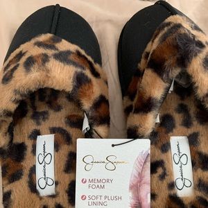 Jessica Simpson Leopard and Black Slippers